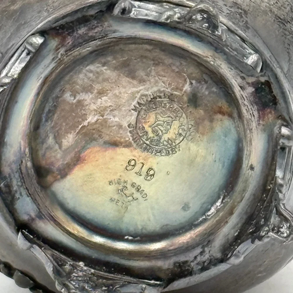 Antique Benedict Silver Co 919 Art Nouveau Silver Plate Sugar Bowl Floral 4.5in